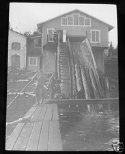 MAGIC LANTERN SLIDE SWEDEN NO.4 SAW MILL KRAMFORS C1910 LOGGING SWEDISH LIFE