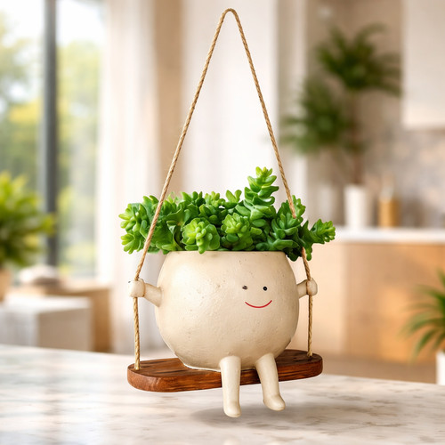 Pot fleur suspendu résine - de,