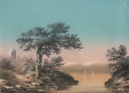 Paysage coucher soleil lac - coucher,