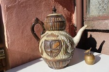 Belgium Pottery Gres Losson Tourne' Main Armorial Lidded Pitcher