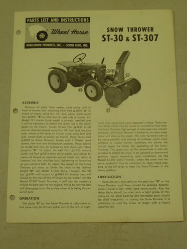Wheel horse tractor - tractor, st-30