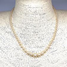 Vintage Antique Faux Pearl Necklace C 1920s ~ 1940s Art Deco Diamante Clasp Old