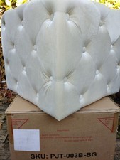 Beige Velvet Ottoman, Small