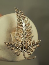BROCHE ANCIENNE ARGENT MASSIF PERLES FINES ANTIQUE VICTORIAN SEED PEARL BROOCH