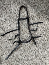 Micklem bridle brown, padded and fancy stitched for young or sensitive horses