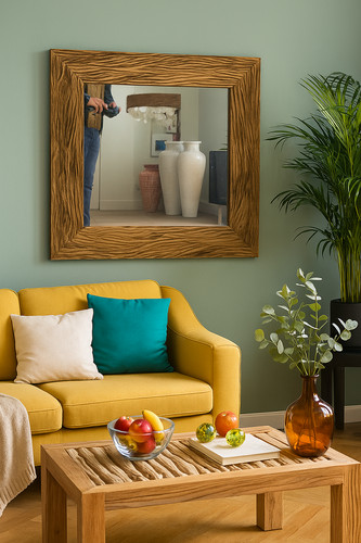 Miroir carré bois - bois, teck