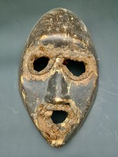 ANTIQUE AFRICA WOODEN CARVED DAN RACING MASK WITH LEATHER STRAPS