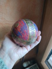 Boule ancienne en bois  et laiton vintage Inde 1970
