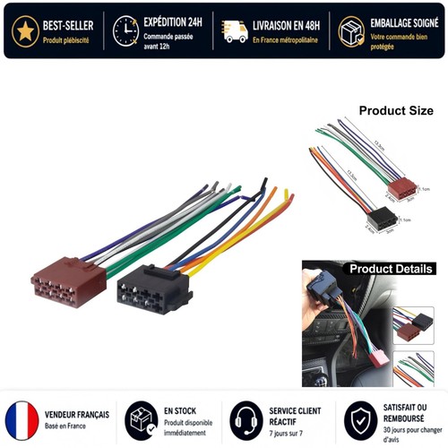 Connecteur iso pour autoradio - connecteur,
