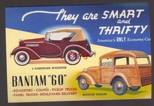 1940's BANTAM 60 ECONOMY CAR DEALER ADVERTISING POSTCARD COPY CARS AUTOMOBILE