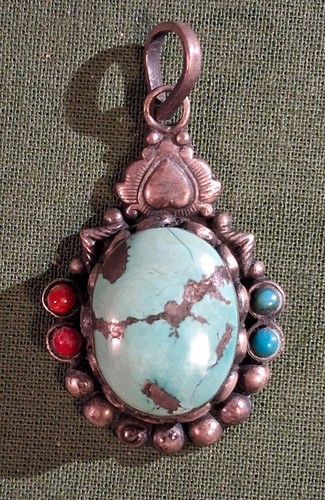 Ancien pendentif turquoise - pendentif,
