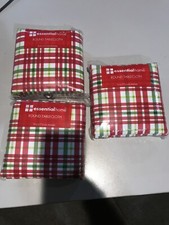 Lot Of 3 Essential Home Tablecloth Round Plaid Red Green Pattern 70” NIP