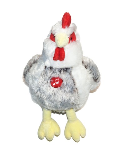 Peluche poule blanche grise - peluche,