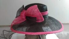 Chapeau Cérémonie Femme Noir Fuchsia Hat Élégant Fabriqué En Italie