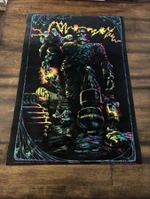 Frankenstein BLACKLIGHT POSTER 32" NOS Vtg 70s Flocked NOS Nate Owens 1975
