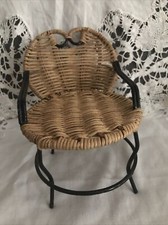 Anciens Lot De Chaises De Poupée Porcelaine En Rotin Et Fer Forgé ,Et Bois