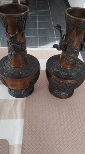 Paire vases bronze style - de, en
