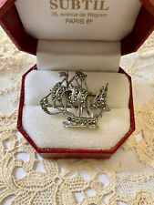 SUBLIME BROCHE ANCIENNE  - MÉTAL ARGENTÉ - MARCASSITES - 1930