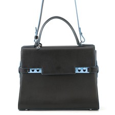 Delvaux Tempe 2way Bag Size GM Leather Black/Light Blue