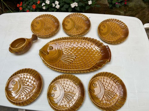 Service assiettes poissons - service, à