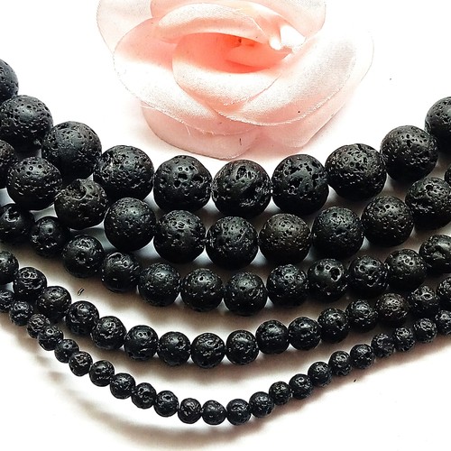 Perles pierre lave noire - perles, de
