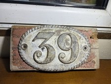 Belle Grande Plaque Numéro De Maison En Fonte De Fer Vers 1900 Numéro 39