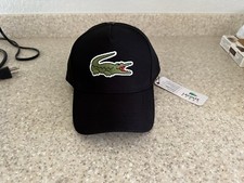 Lacoste Black Big Croco Adjustable Baseball Tennis Hat Sport Strap Cap