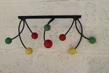 ANCIEN PORTE-MANTEAUX PATERE / FER BOIS BOULES COLORES / VESTIAIRE LOFT an. 60'