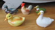 Lot of 5 MINI TERRINE ROOSTER goose duck duck earthenware Michel CAUGANT Barbotine