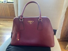 Prada Burgundy Red Saffiano Handle Bag 