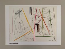 PABLO PICASSO,'UN HOMME DEBOUT ET UNE FEMME ASSISE' RARE 1988 ART PRINT 