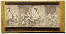 ITALY POMPEI Fresco Wall Painting c1870 Photo Stereo Vintage Albumin 
