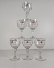 Box with 6 Westmalle Trappist Belgian Ale Stemmed 0.33L Chalice Beer Cut Glasses