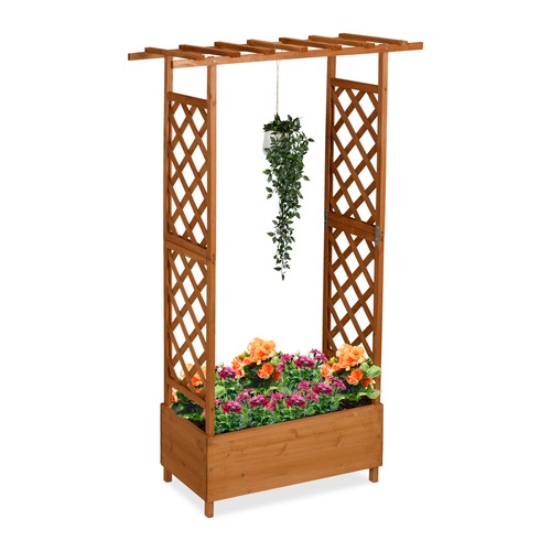 Jardinière bois bac - bac, plante