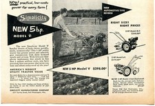1953 small Print Ad of Simplicity 5hp Model V 3hp M-1 2hp L-1 Utility Tractor