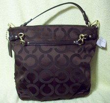 LARGE COACH PURSE*B4/BROWN/EBONY*OP ART STN LG BROOKE