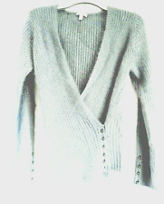 Très beau Pull cache-coeur laine et angora  bleu  NEUF  Taille 42/44  marque 123