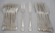 Christofle América, Art Déco, 12 couverts à poisson, 24 pièces en métal argenté.