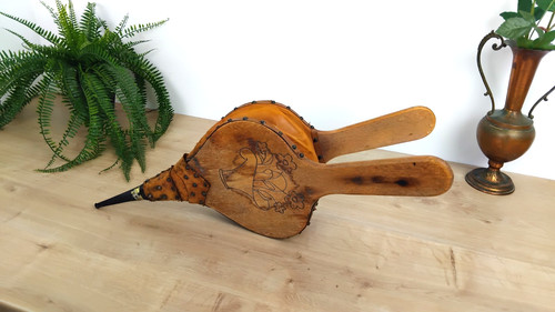 Soufflet cheminée ancien - soufflet, bois