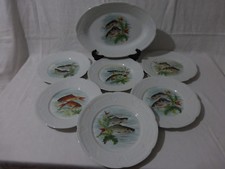 service à poissons en porcelaine,lourioux,6 personnes