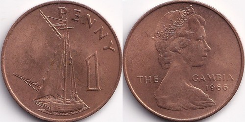 Penny 1966 gambie gambia - 1,