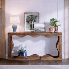 Console ondulée en bois massif – Meuble d’entrée artistique – Design organique e