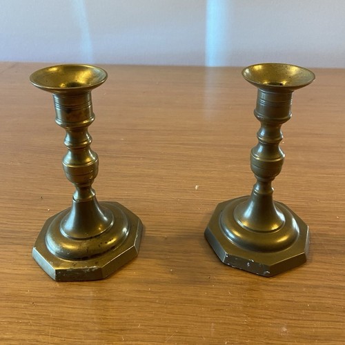 Paire bougeoirs laiton - paire,