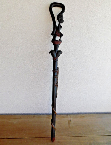 Vintage canne bois statue - canne,
