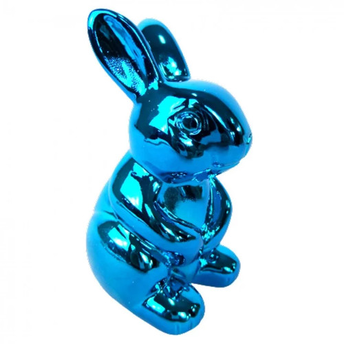 Statue lapin résine bleu - lapin,