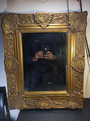 Ancien miroir bois stuc - ancien,