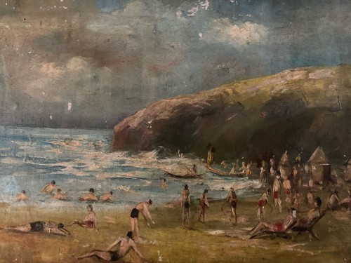 Peinture huile toile 1920 mer - peinture,