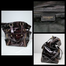 YSL Yves Saint Laurent Rive Gauche Purple Patent Leather Sac Downtown Bag #Z4151