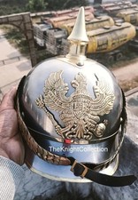 Casque allemand Pickelhaube Casque impérial prussien Casque en cuir à...