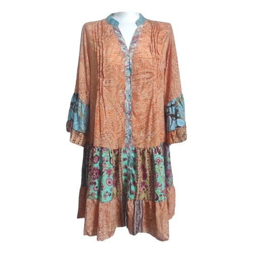 Robe patchwork soie - patchwork,